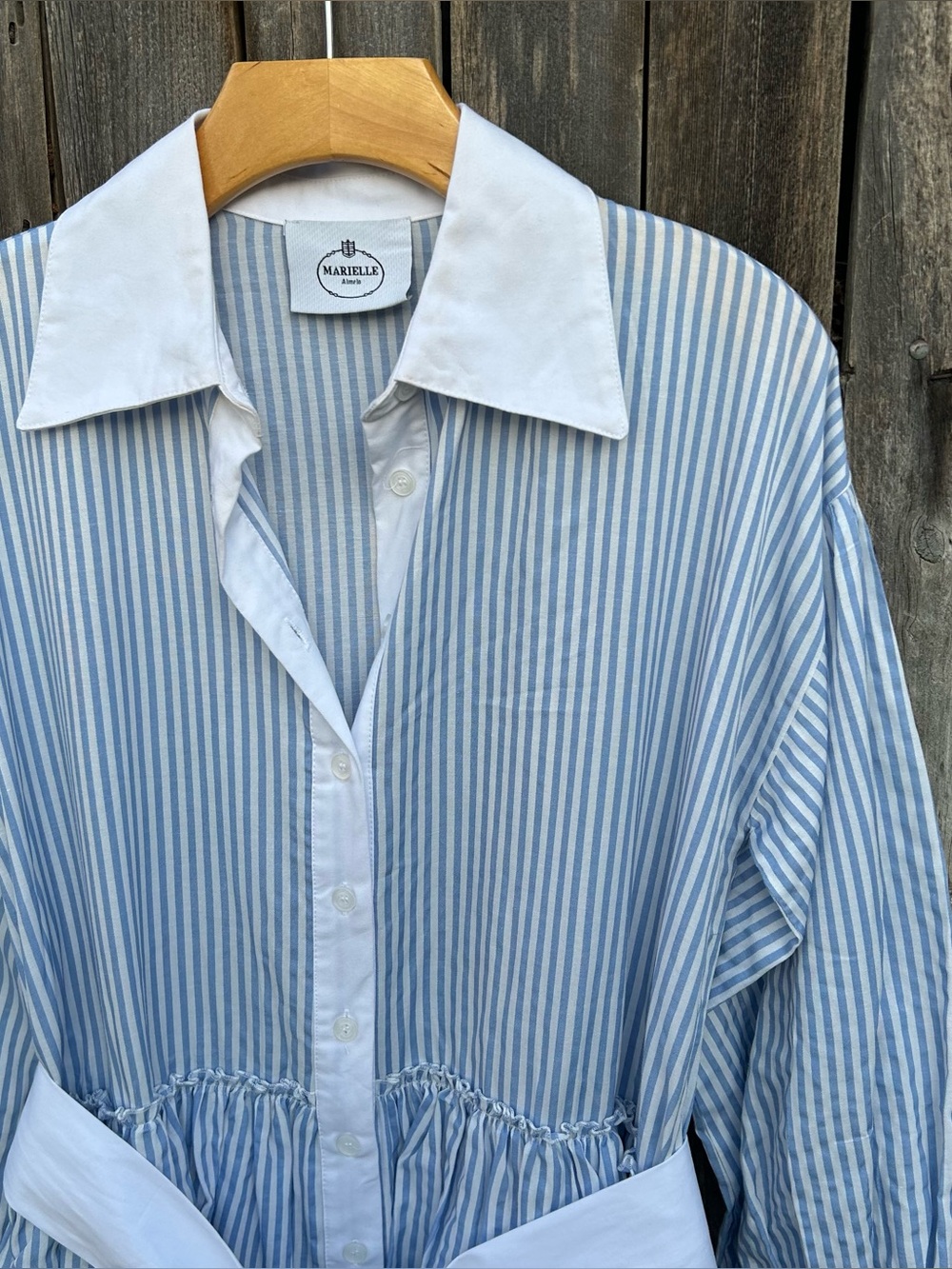 Marielle Almelo Brittany Blue Stripes Dress Egyptian Cotton Blue White OS - Picture 7 of 16